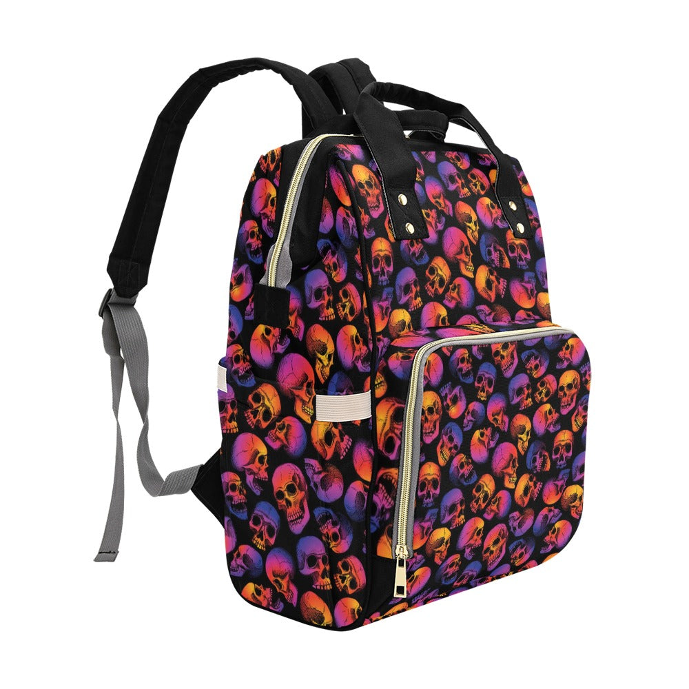 Skull Multicolor Print Design LKS3011 Diaper Bag Backpack