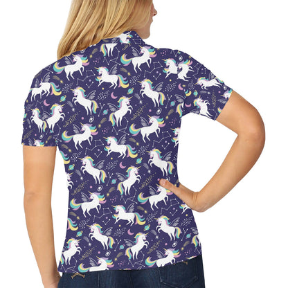 Unicorn Print Design LKS305 Women's Polo Shirt