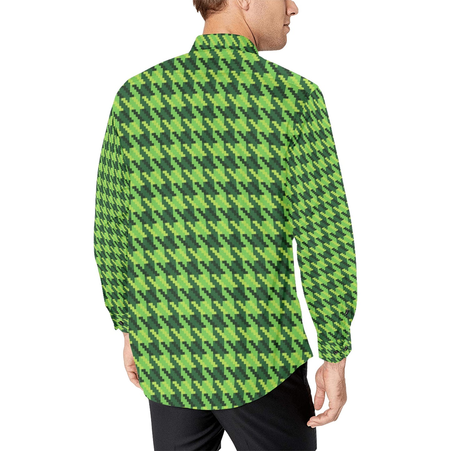 St Patricks Day Houndstooth Pattern Print LKS301 Men's Long Sleeve Dress Shirt