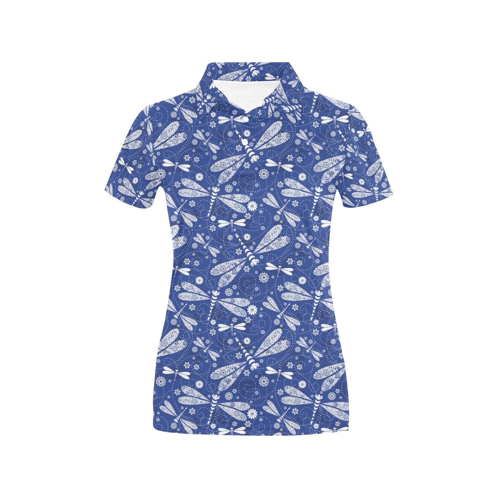 Dragonfly Pattern Print Design 03 Women's Polo Shirt