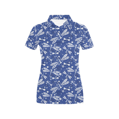 Dragonfly Pattern Print Design 03 Women's Polo Shirt