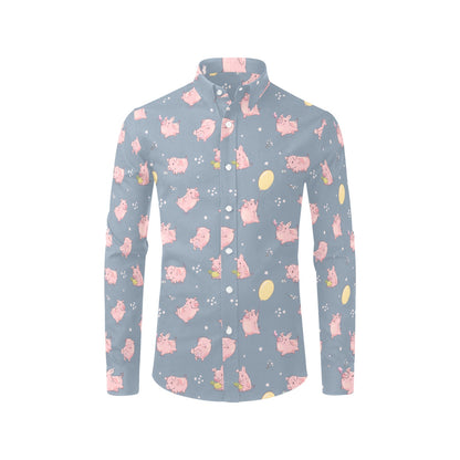Pig Print Design LKS405 Men's Long Sleeve Dress Shirt