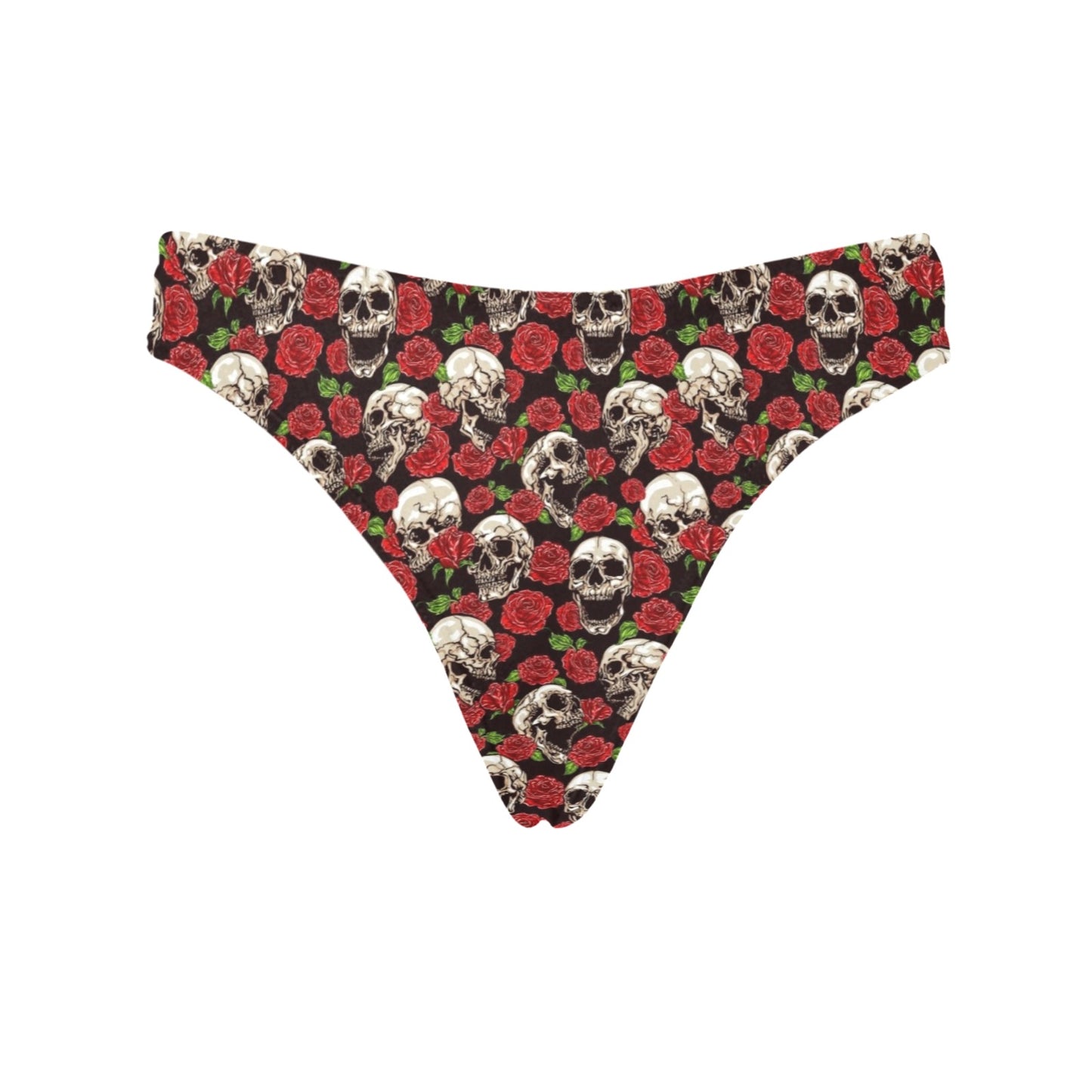 Skull Roses Design Themed Print Women's Thongs