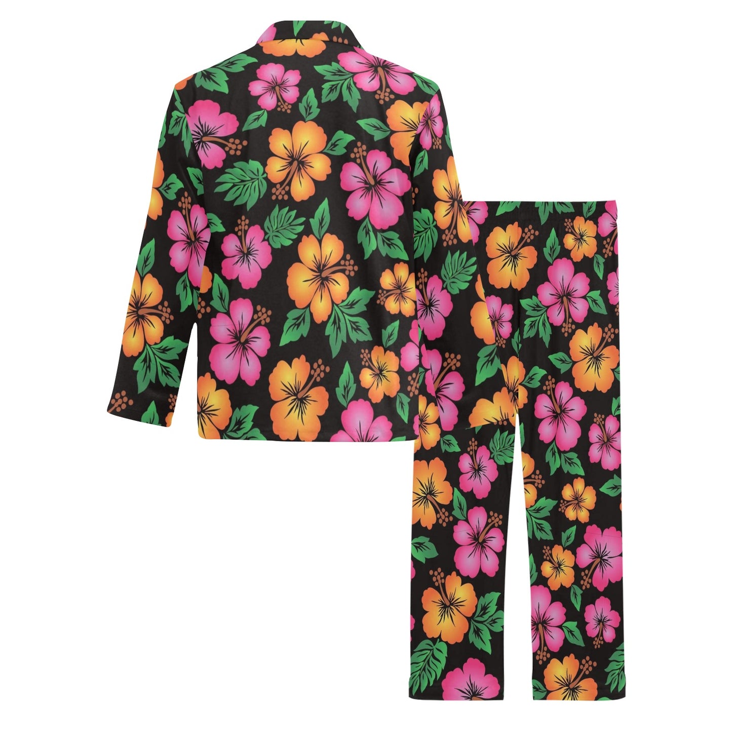 Hibiscus Pattern Print Design HB029 Men's Long Pajama Set