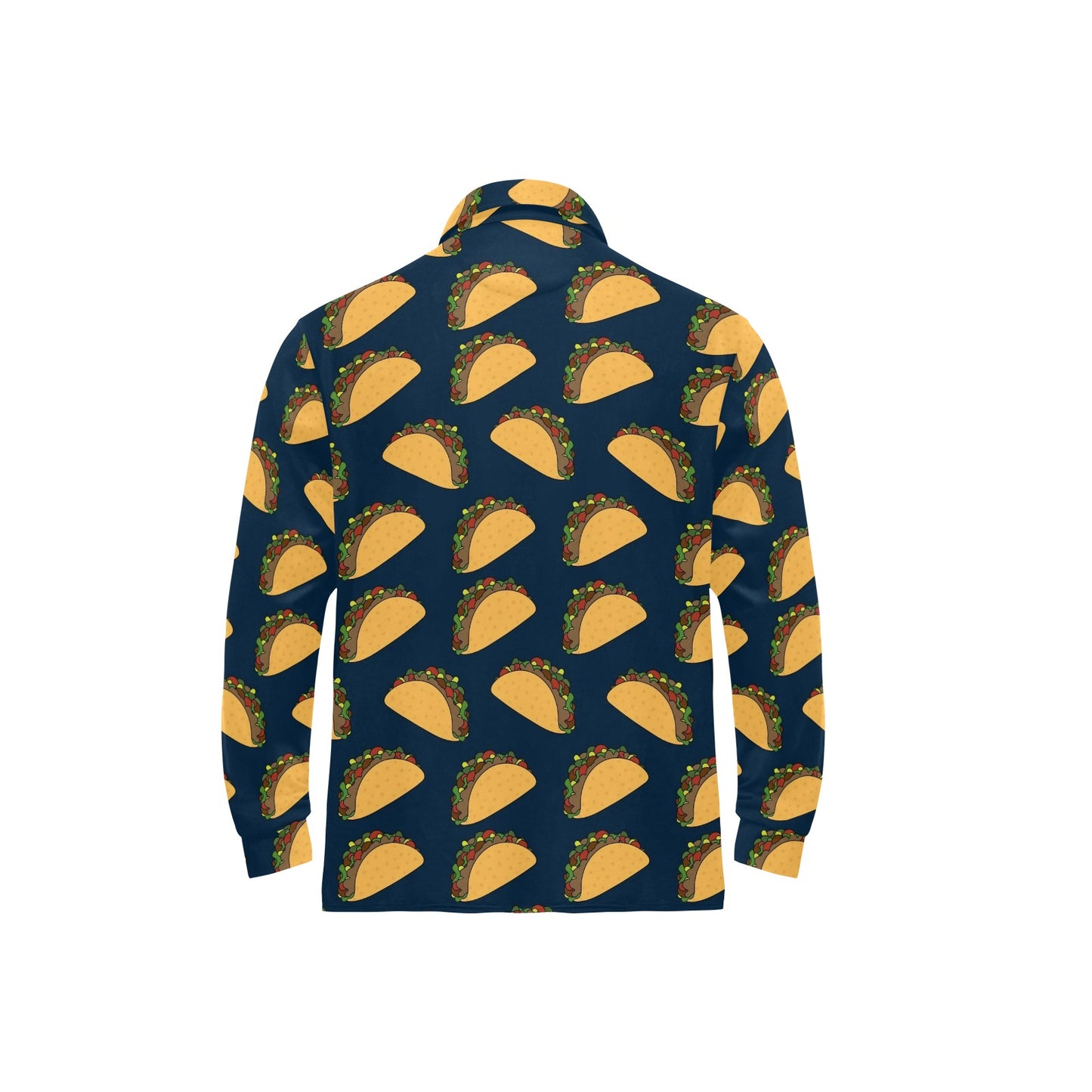 Taco Pattern Print Design TC04 Long Sleeve Polo Shirt For Men's