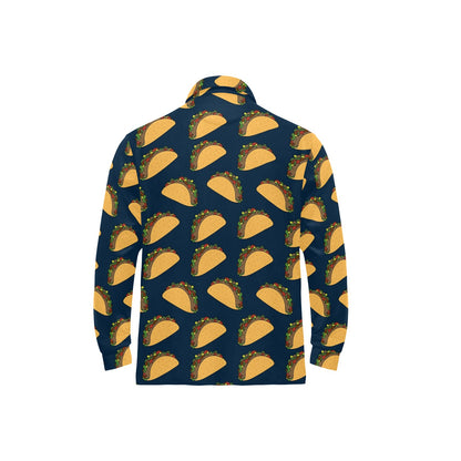Taco Pattern Print Design TC04 Long Sleeve Polo Shirt For Men's