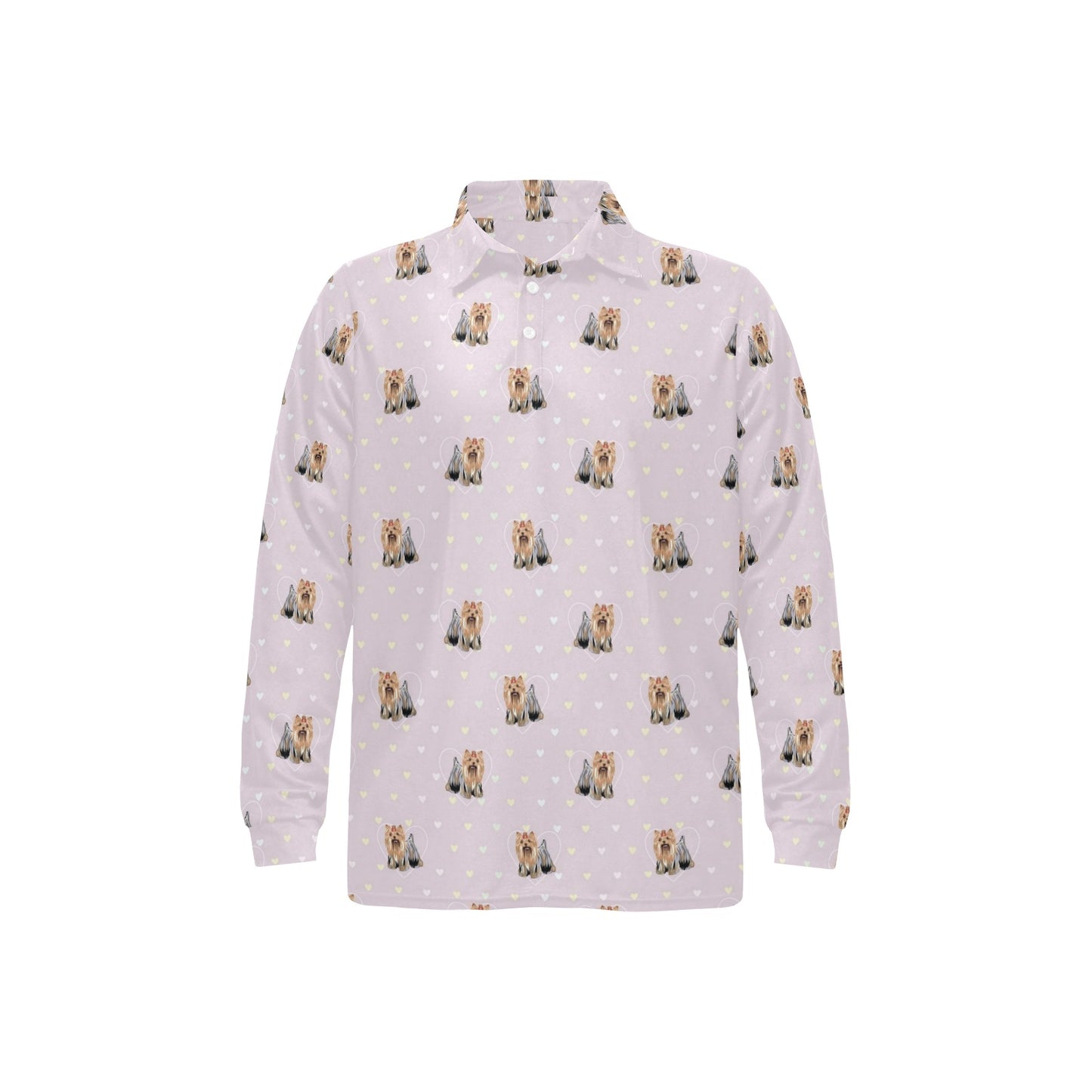 Yorkshire Terriers Print Design LKS302 Long Sleeve Polo Shirt For Men's
