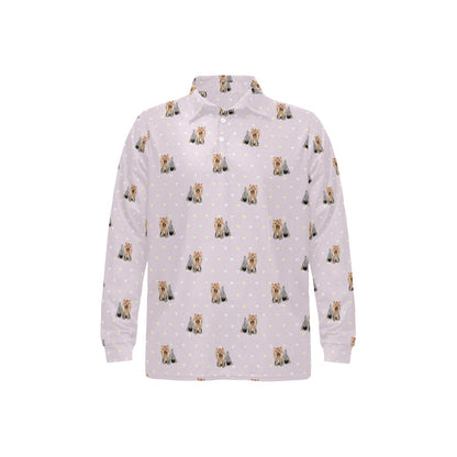 Yorkshire Terriers Print Design LKS302 Long Sleeve Polo Shirt For Men's