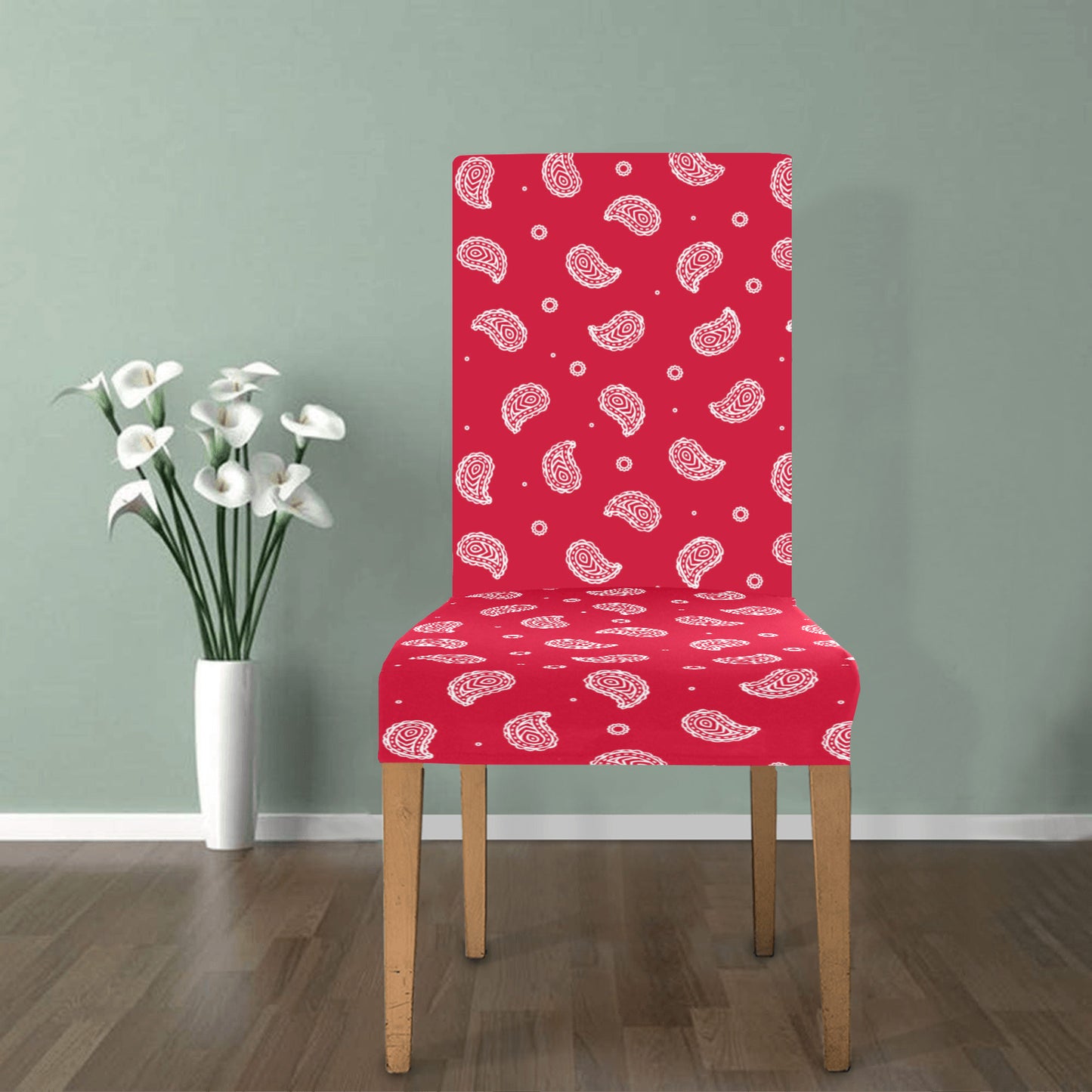 Bandana Red Paisley Print Design LKS305 Dining Chair Slipcover