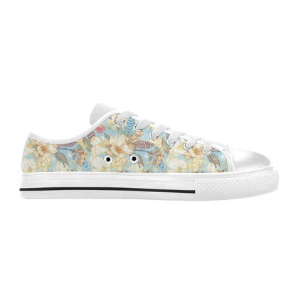 Summer Floral Print Design LKS302 Women's White Low Top Shoes