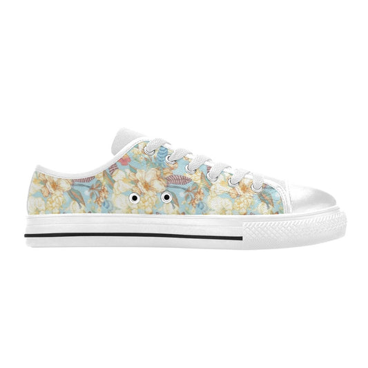 Summer Floral Print Design LKS302 Women's White Low Top Shoes