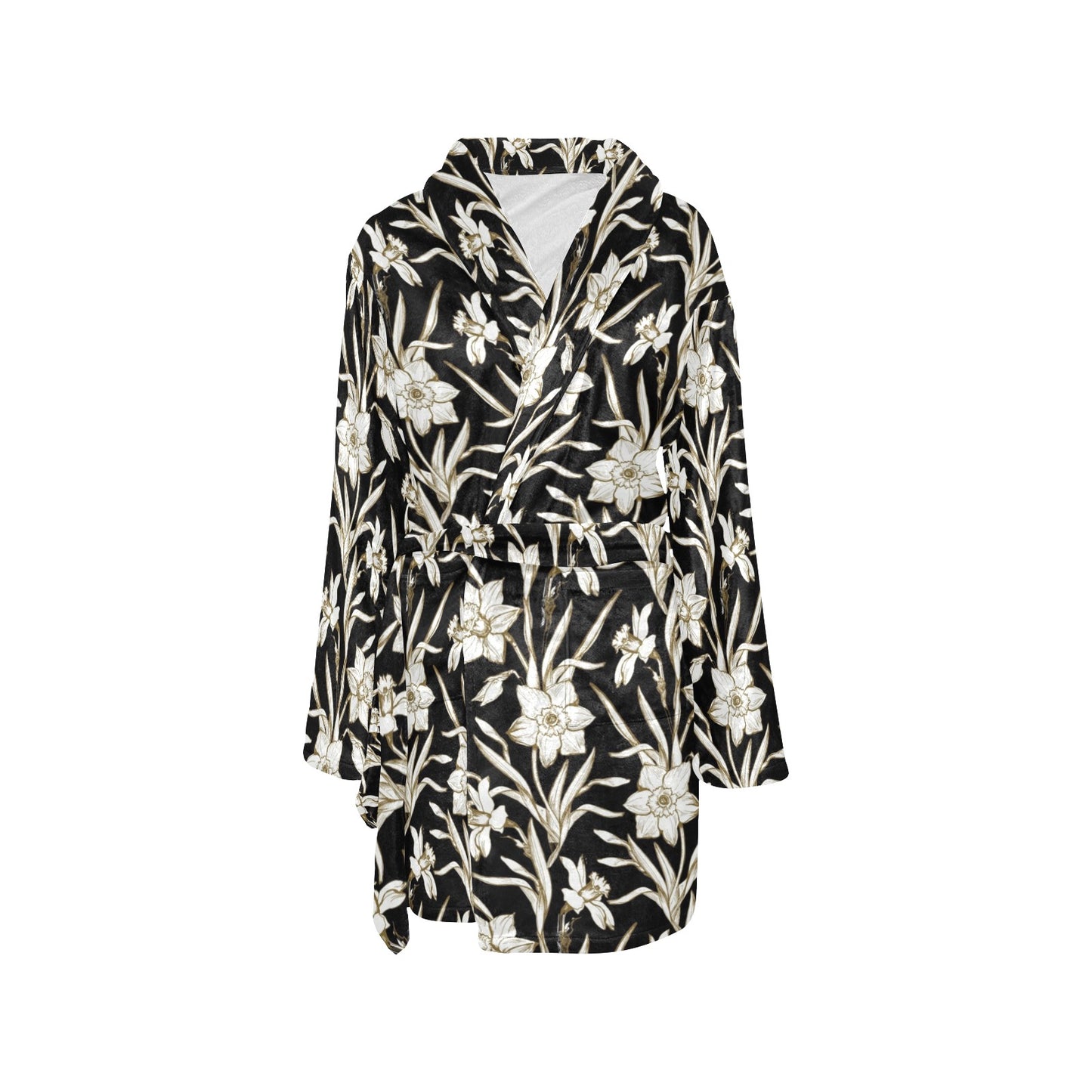 Daffodils Pattern Print Design DF06 Women's Fleece Robe