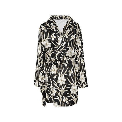 Daffodils Pattern Print Design DF06 Women's Fleece Robe