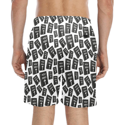 Christian Holy Bible Book Pattern Men's Swim Trunks Beach Shorts