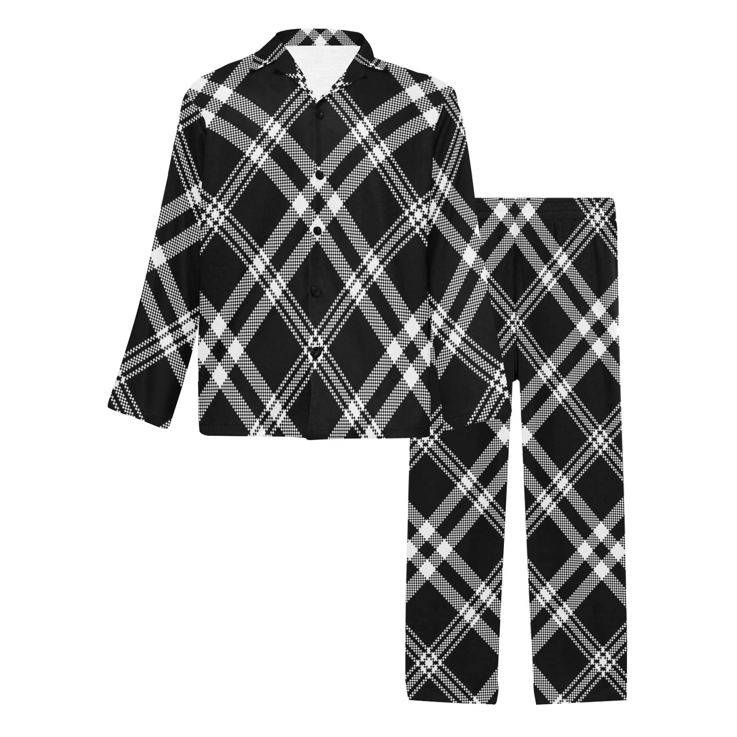 Madras Pattern Print Design 03 Men's Long Pajama Set