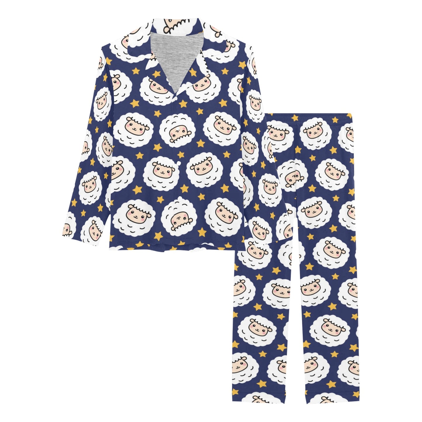 Sheep Print Design LKS402 Women's Long Pajama Set