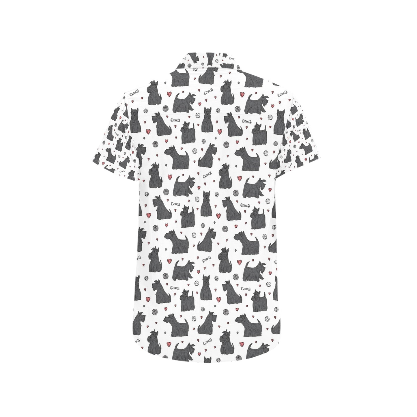 Scottish Terriers Print Design LKS3015 Men Short Sleeve Button Up Shirt