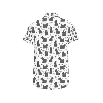 Scottish Terriers Print Design LKS3015 Men Short Sleeve Button Up Shirt