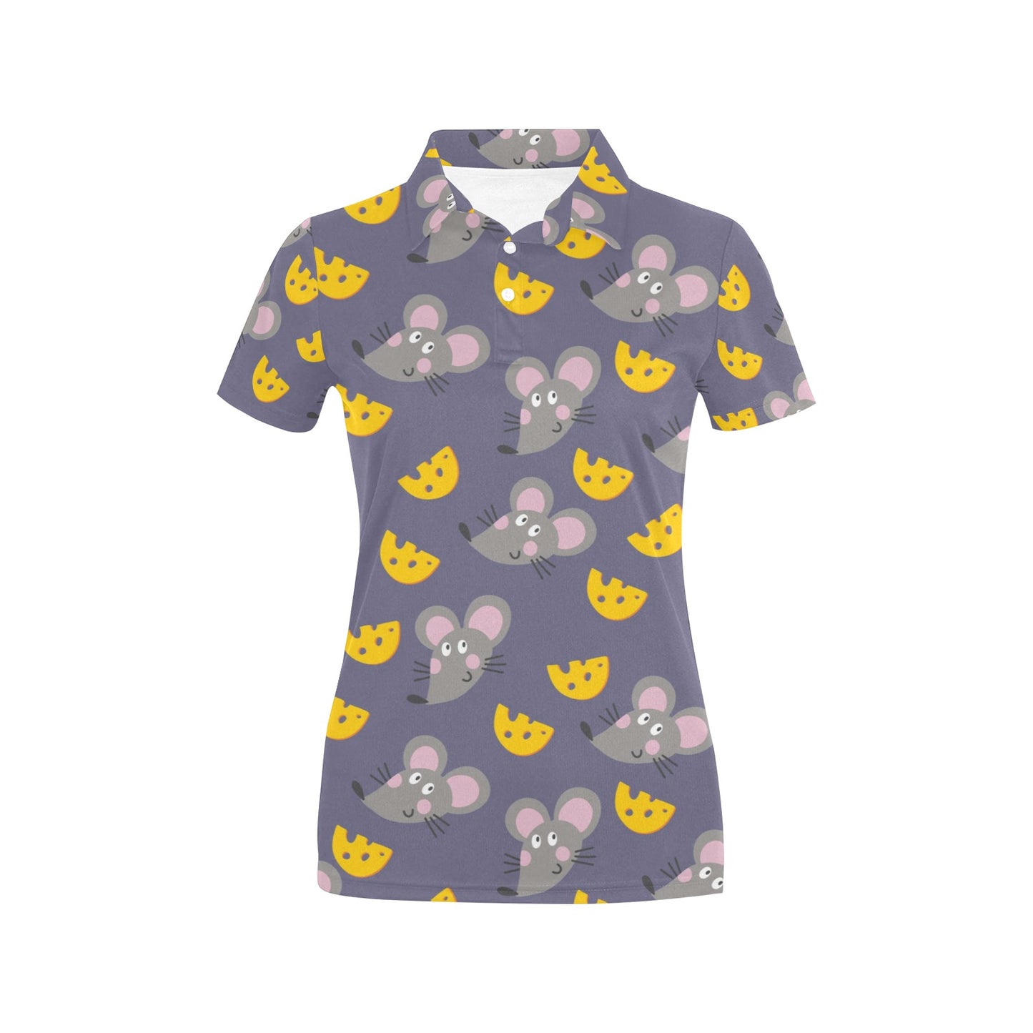 Rat With Cheese Pattern Print Design 01 Women's Polo Shirt