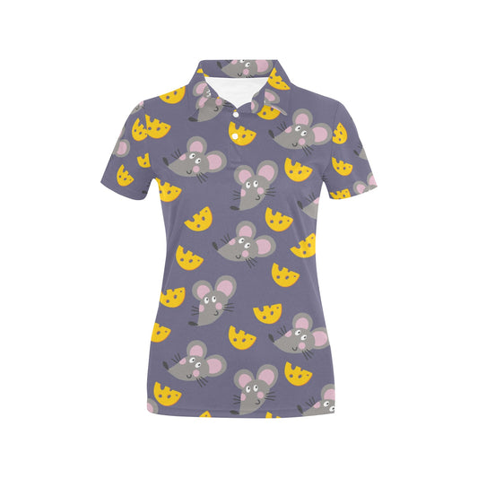 Rat With Cheese Pattern Print Design 01 Women's Polo Shirt