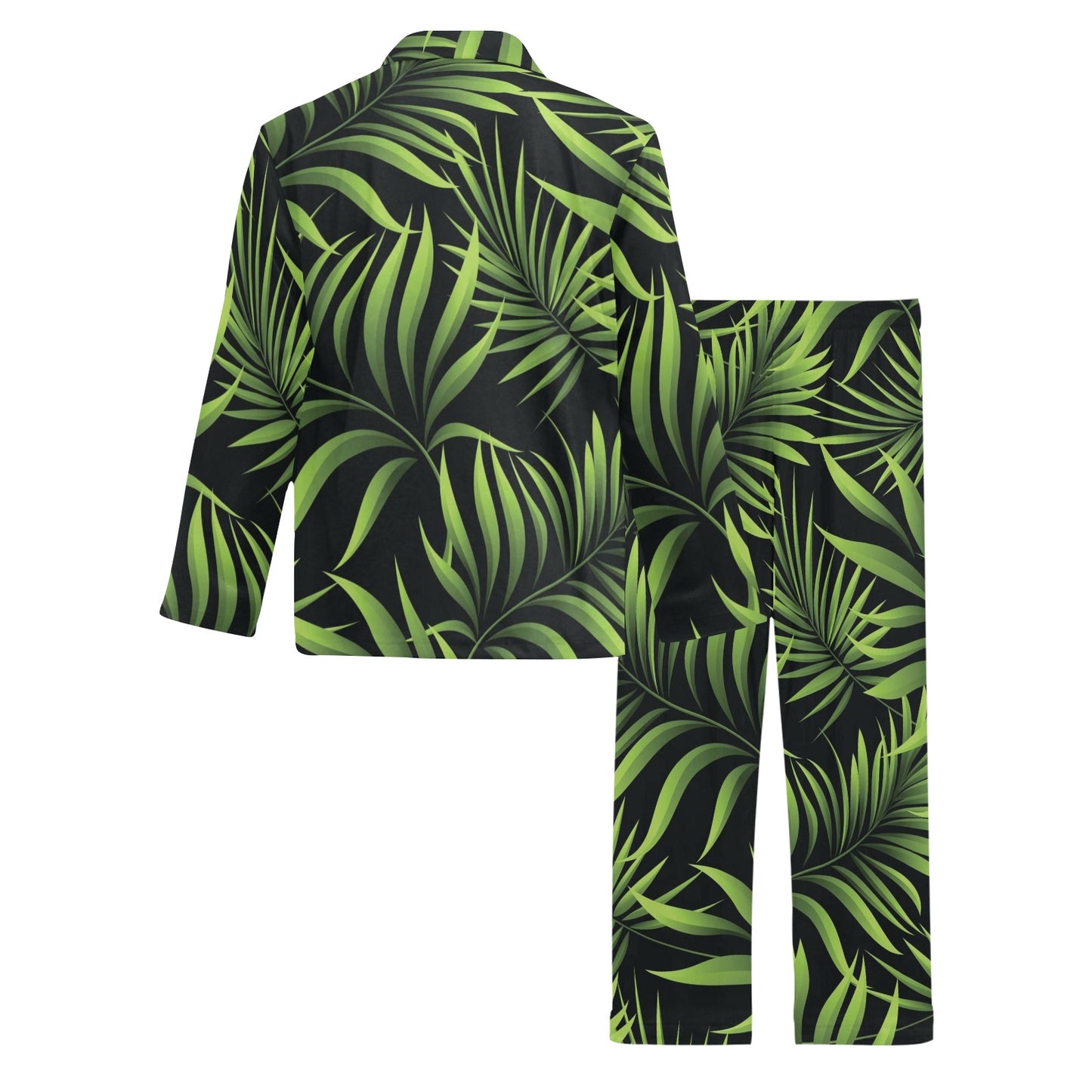 Palm Leaves Pattern Print Design PL07 Men's Long Pajama Set