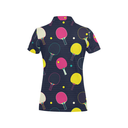 Ping Pong Pattern Print Design A04 Women's Polo Shirt