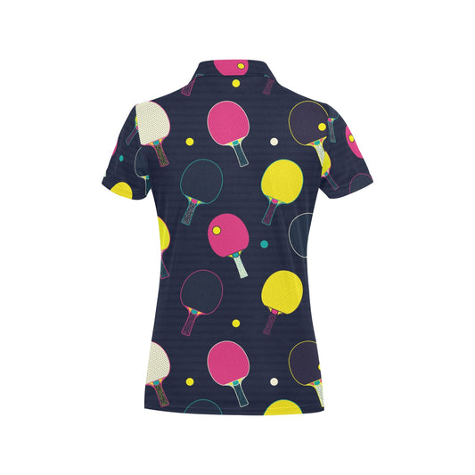 Ping Pong Pattern Print Design A04 Women's Polo Shirt