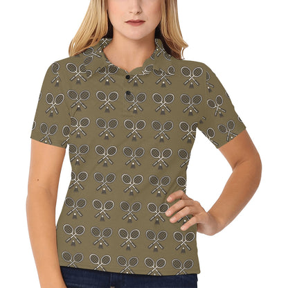Badminton Pattern Print Design 07 Women's Polo Shirt