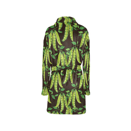 Peas Pattern Print Design A03 Women's Fleece Robe