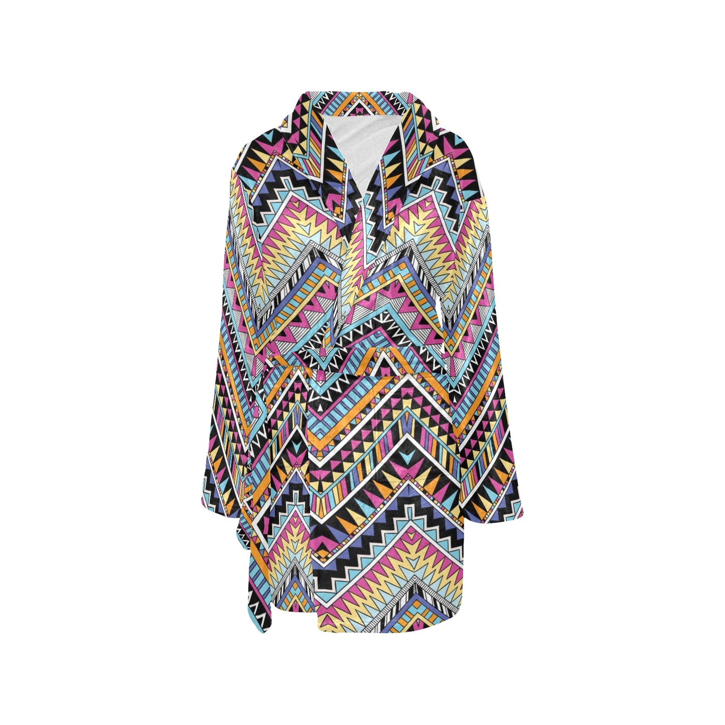 Multicolor zigzag Tribal Aztec Women's Fleece Robe