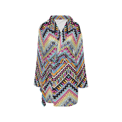 Multicolor zigzag Tribal Aztec Women's Fleece Robe