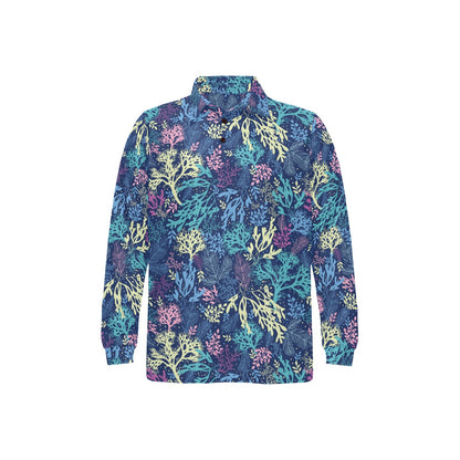 Seaweed Print Design LKS301 Long Sleeve Polo Shirt For Men's