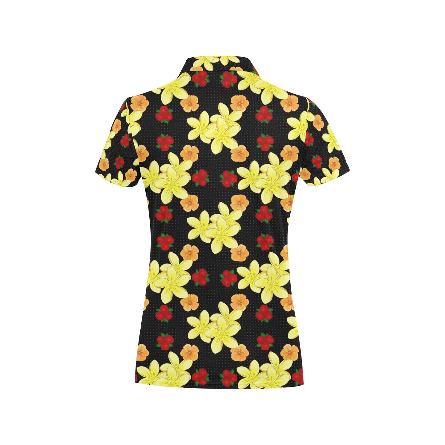Yellow Plumeria Pattern Print Design PM04 Women's Polo Shirt