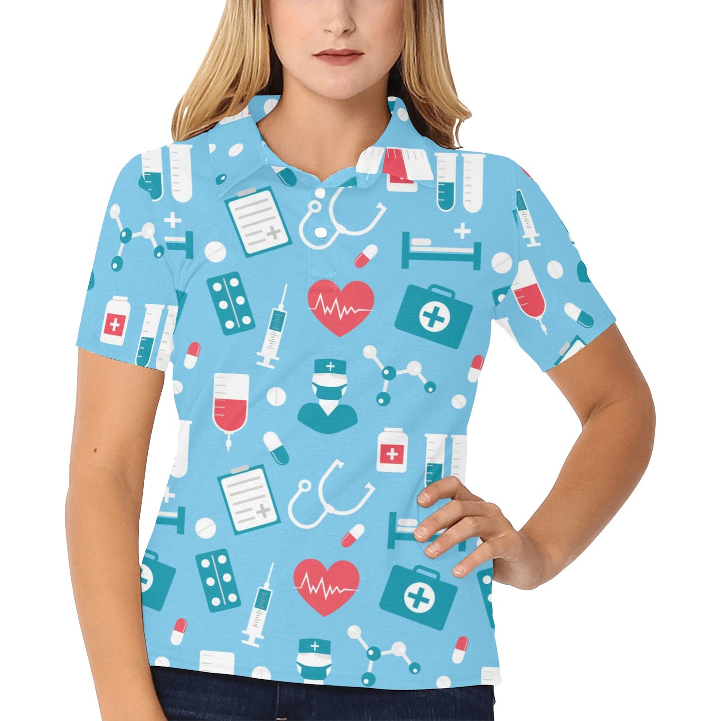 Nurse Pattern Print Design A03 Women's Polo Shirt