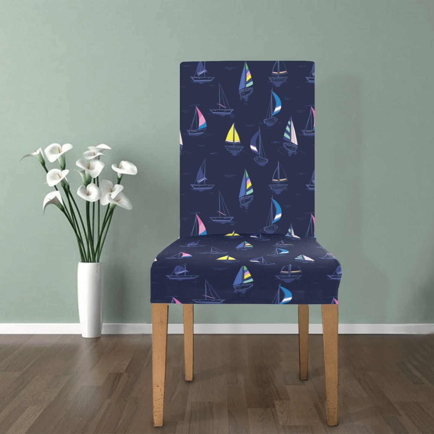 Sailboat Print Design LKS305 Dining Chair Slipcover