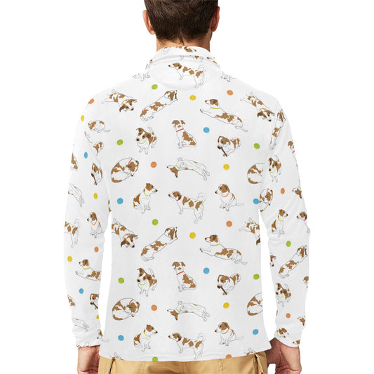 Russell Terriers With Balls Print Design LKS307 Long Sleeve Polo Shirt For Men's