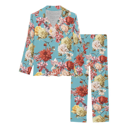 Summer Floral Pattern Print Design SF05 Women's Long Pajama Set