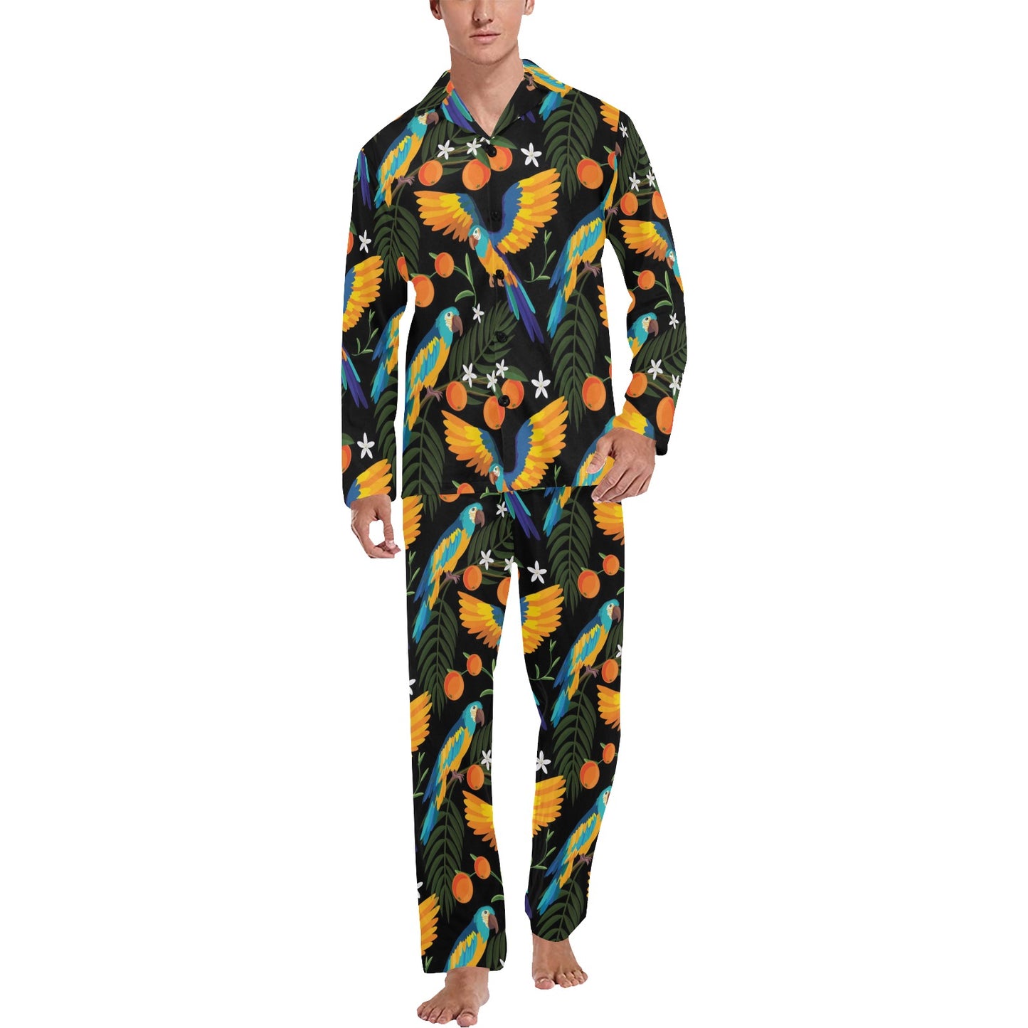 Macaw Pattern Print Design 03 Men's Long Pajama Set
