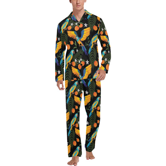 Macaw Pattern Print Design 03 Men's Long Pajama Set
