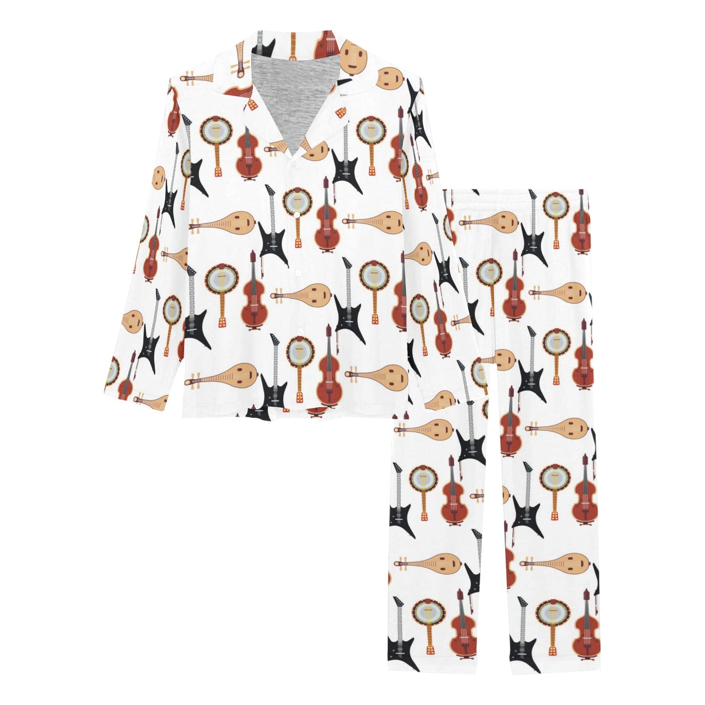 Banjo Print Design LKS403 Women's Long Pajama Set