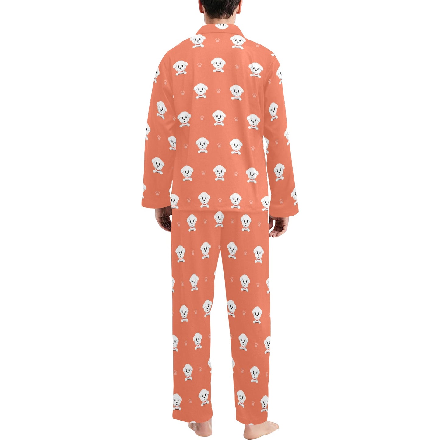 Bichons Frise Pattern Print Design 02 Men's Long Pajama Set