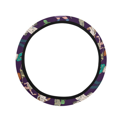 Creepy Zombie Print Design LKS302 Steering Wheel Cover with Elastic Edge