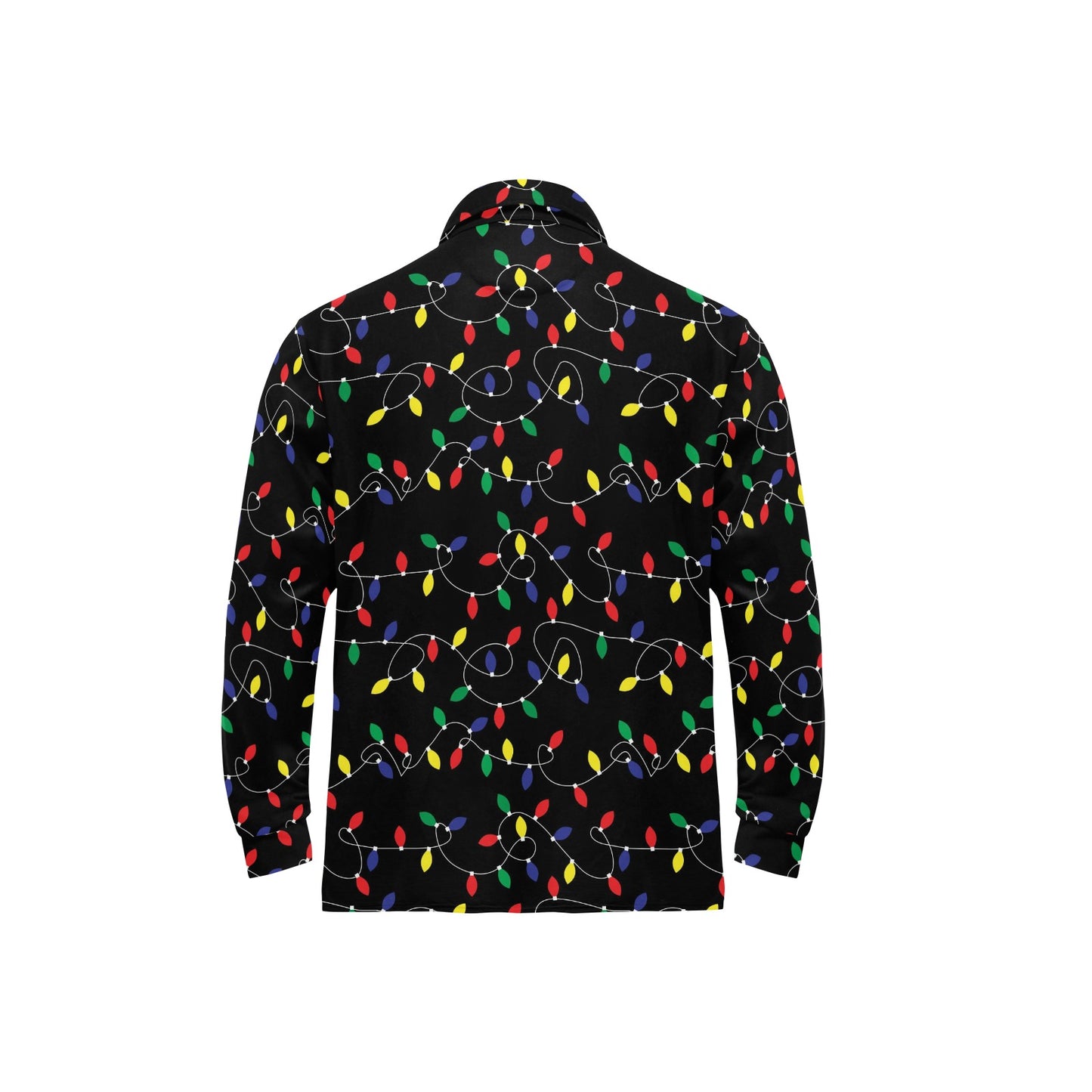 Christmas Light Pattern Print Design 04 Long Sleeve Polo Shirt For Men's