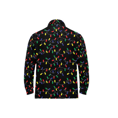 Christmas Light Pattern Print Design 04 Long Sleeve Polo Shirt For Men's