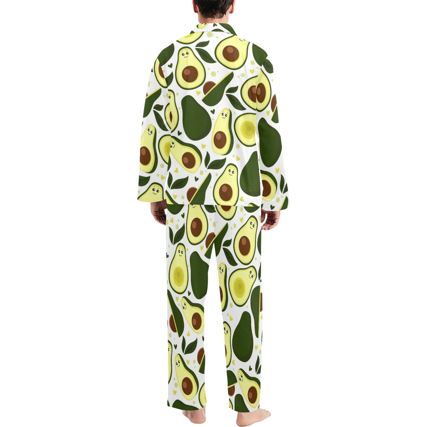 Avocado Pattern Print Design AC06 Men's Long Pajama Set