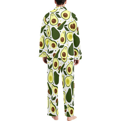 Avocado Pattern Print Design AC06 Men's Long Pajama Set