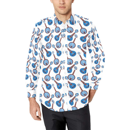 Banjo Print Design LKS401 Men's Long Sleeve Dress Shirt
