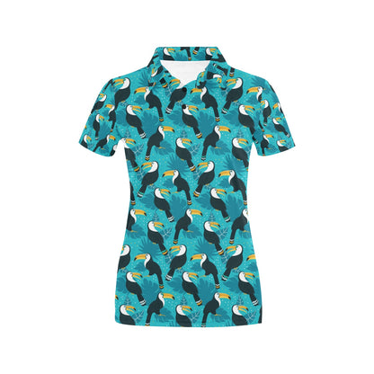 Toucan Parrot Pattern Print Women's Polo Shirt