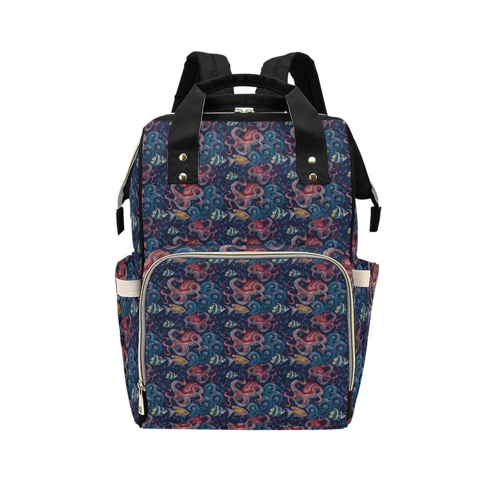 Underwater Giant Squid Print Design LKS302 Diaper Bag Backpack