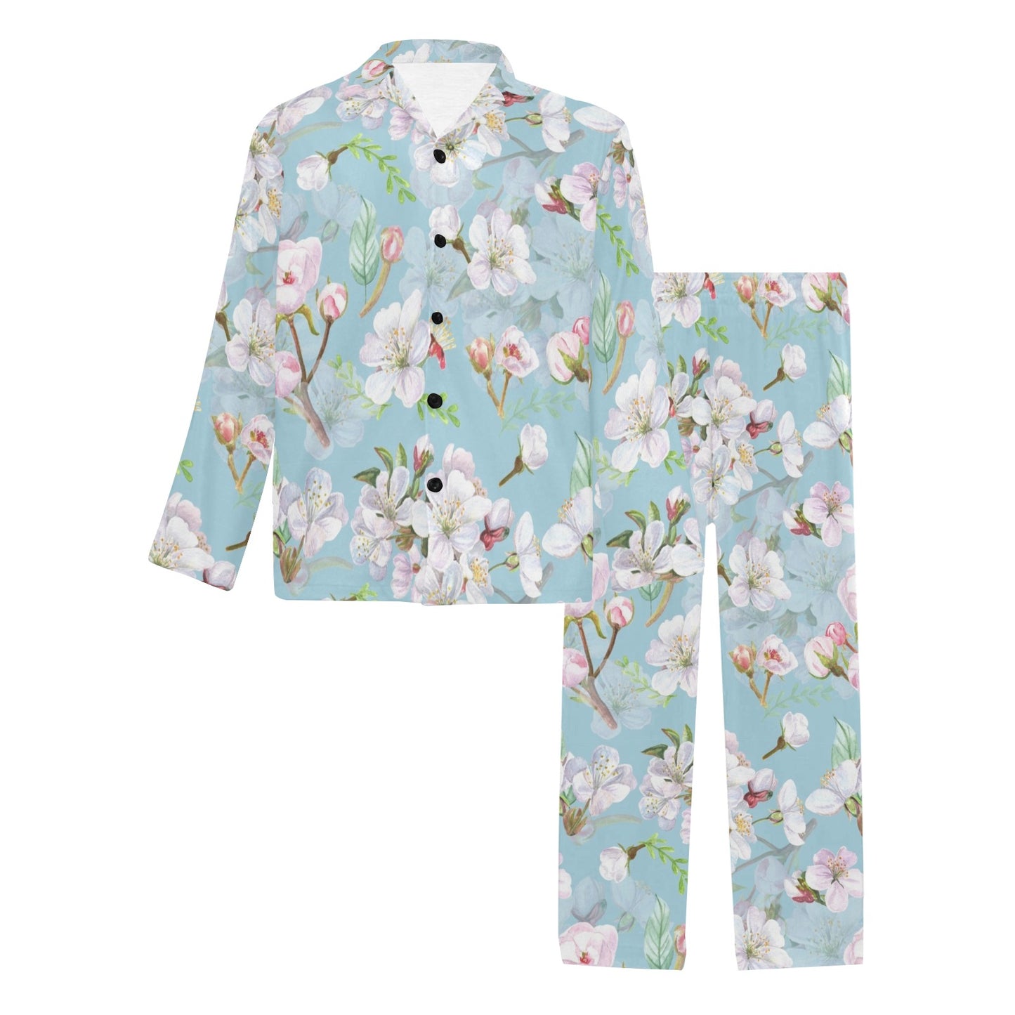 Apple blossom Pattern Print Design AB06 Men's Long Pajama Set